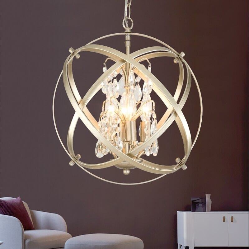 Maxax 4-Light Unique/Statement Globe Chandelier with Crystal