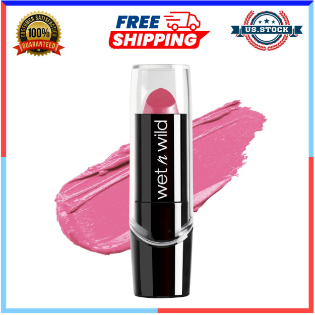 Wet n Wild Silk Finish Lipstick Hydrating Lip Color Rich Fuchsia with Blue Pearl