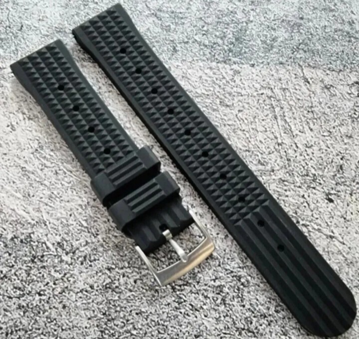 Waffle Pattern High Quality FKM 20 mm Rubber Watch Strap Quick Release Black