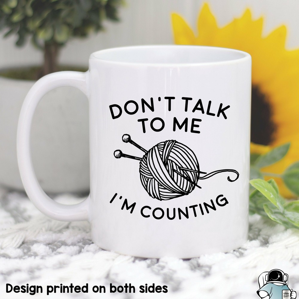 Counting Knitter Coffee Mug Cute Knitting Gift Novelty Tea Cup