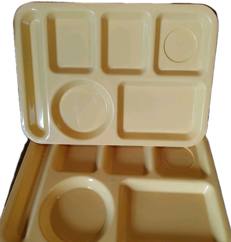 Set of 3-Vintage Yellow SiLite 614 Partitioned School Lunch Divided Food Trays