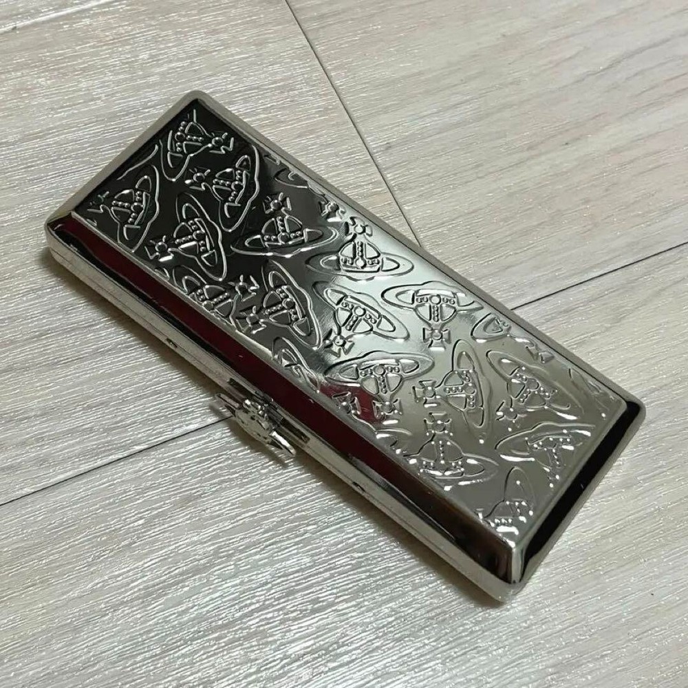 Vivienne Westwood cigarette case Silver Orb pattern Cloth bag box L4.2