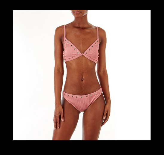TiniBikini Swim Jr Womens Size Large Dusty Rose Ribbed Bikini Swimsuit New