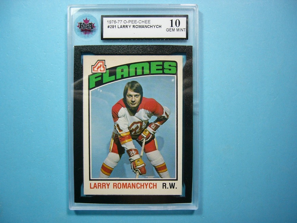 1976/77 O-PEE-CHEE NHL HOCKEY CARD #281 LARRY ROMANCHYCH KSA 10 GEM MINT OPC