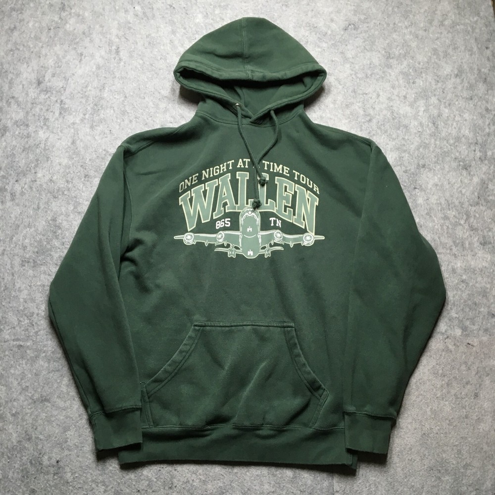 Morgan Wallen One Night at a Time World Tour Hoodie Men Medium M Green Oversized