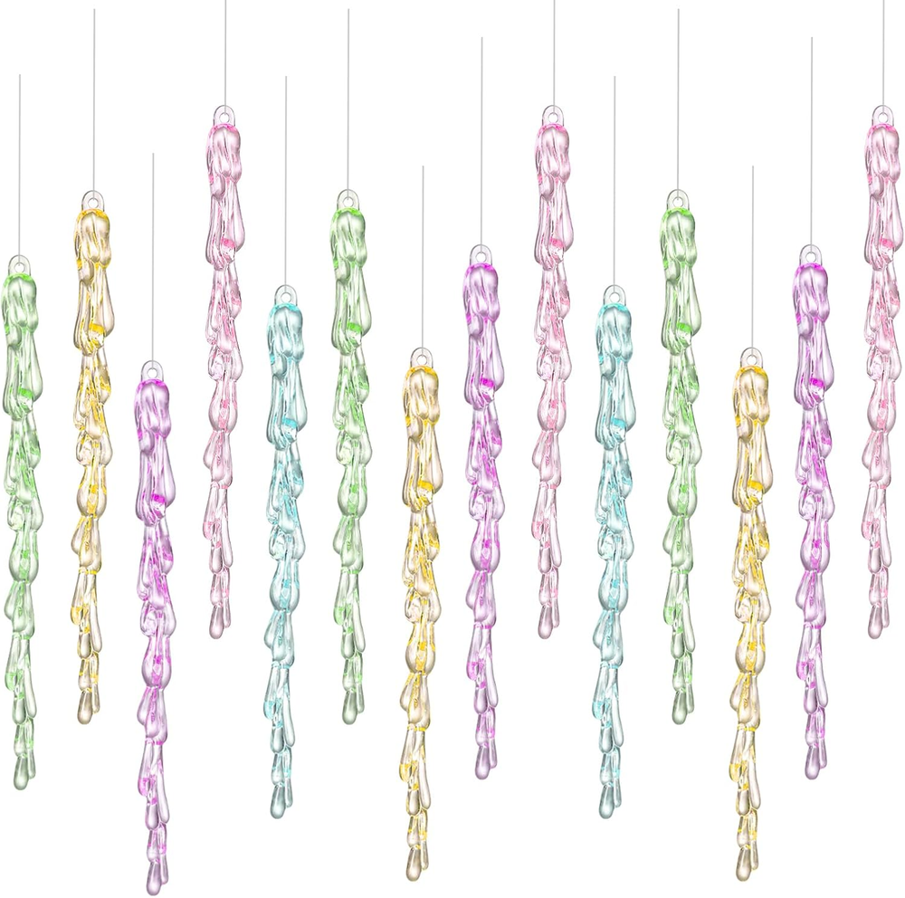 25 Pcs Pastel Candy Christmas Ornaments 5.25‘' Pastel Icicle Decoration for Chri