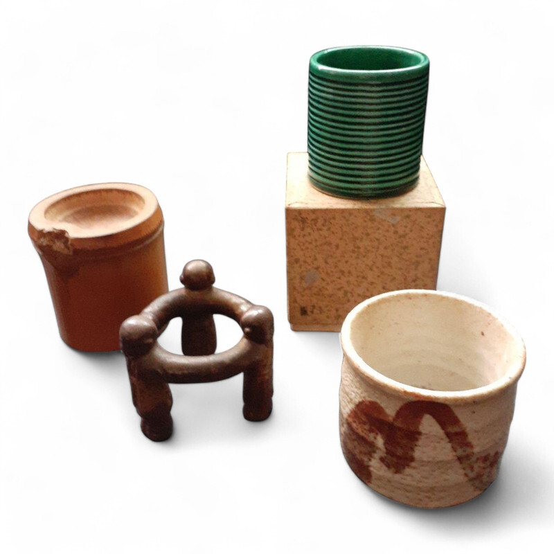 Tea Utensils Lid Holders Set 4pcs Bamboo Hagi Pottery