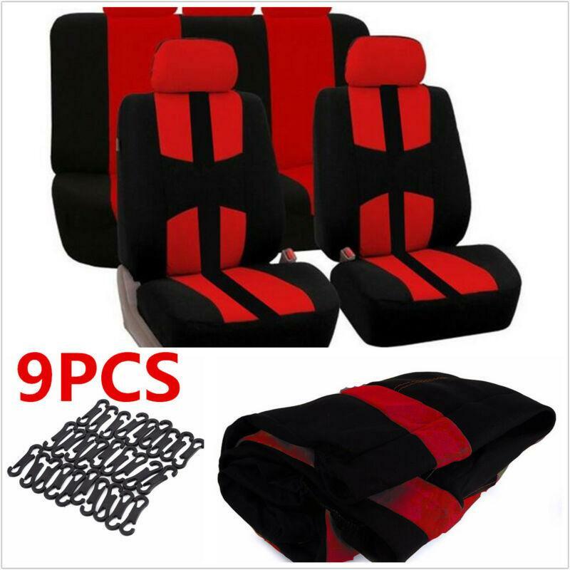 Universal 9pcs Auto Seat Cover Car Full Styling Seat Cover For Car Truck Suv RED