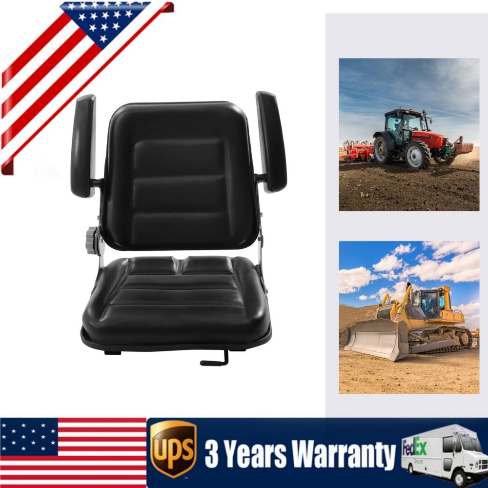 Adjustable Universal Black Seat for Forklift Garden Tractor or Lawn Mower with Backrest