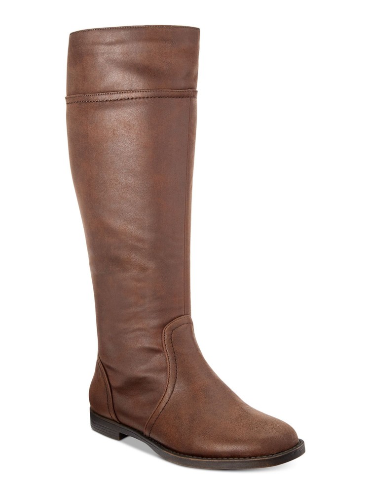 BELLA VITA Womens Brown Stretch Rebecca Round Toe Zip-Up Riding Boot 8.5 M