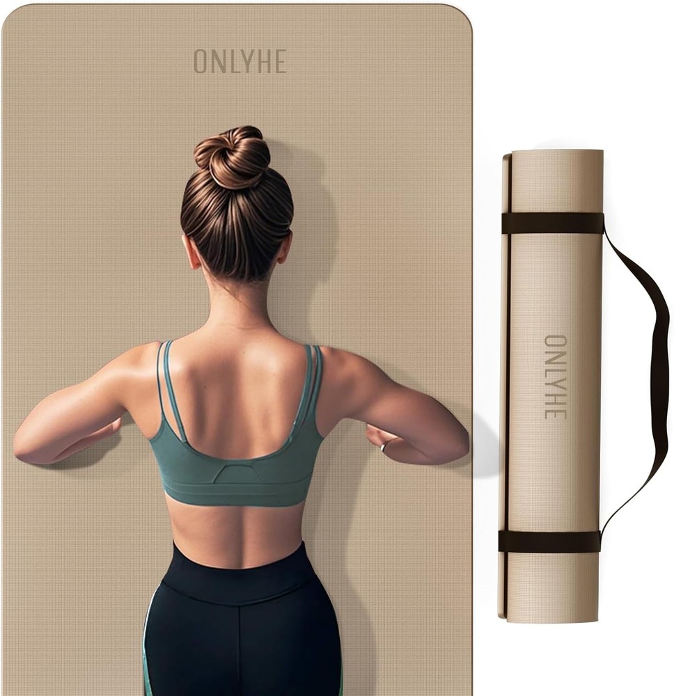 Extra Wide 66Cm 8Mm Thick TPE Yoga Mat Lightweight Non-Slip Fitness Mat