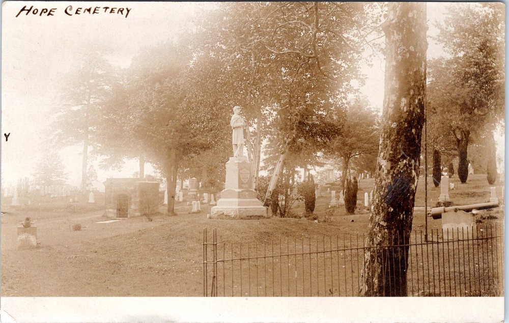RPPC Soldier's Monument, Hope Cemetery, Salem Ohio- 1907 Posted Photo Postcard