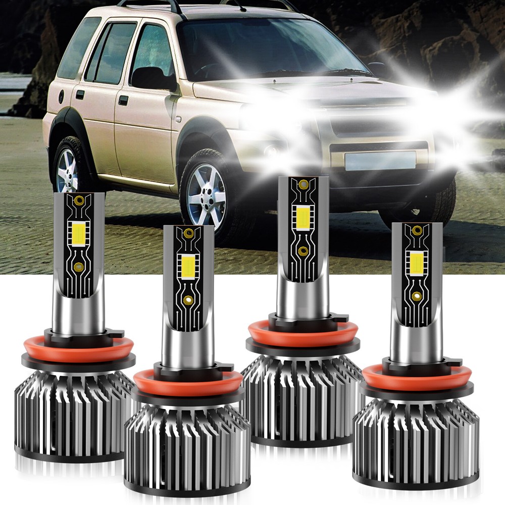 For Land Rover Freelander 2006-2006 4x LED Headlight Bulbs High Low Beam H11 H11