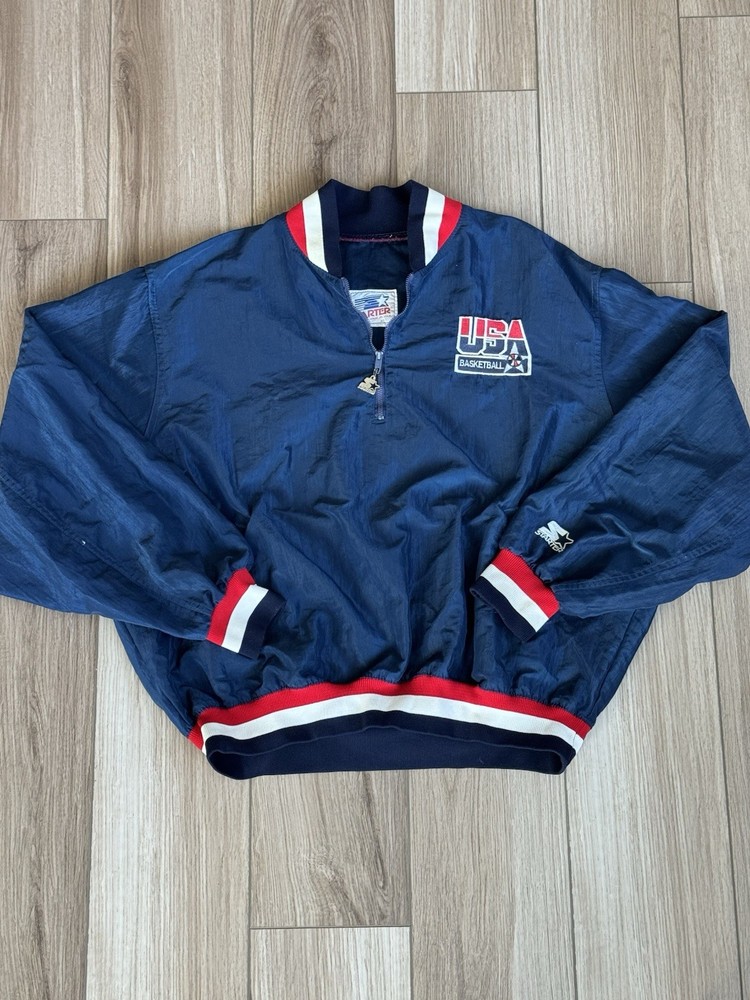 Vintage 90s Starter USA Basketball Olympics NBA Satin Jacket Zip Pullover XL