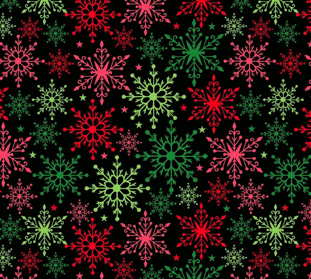Christmas Colorful Snowflakes Cotton Fabric by David Textiles - Half Yard