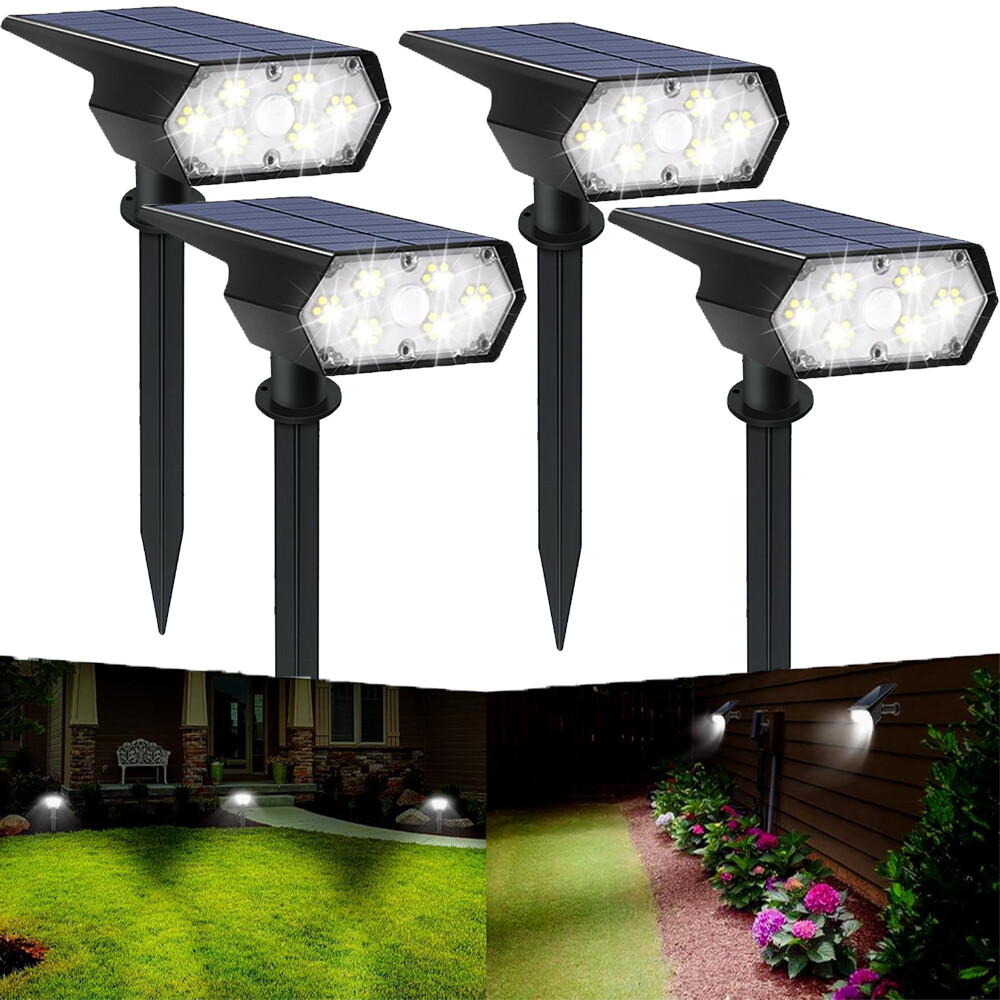 4PCS Solar Motion Sensor Outdoor Lights 3 Modes Spot Lights Dummy Camera Light