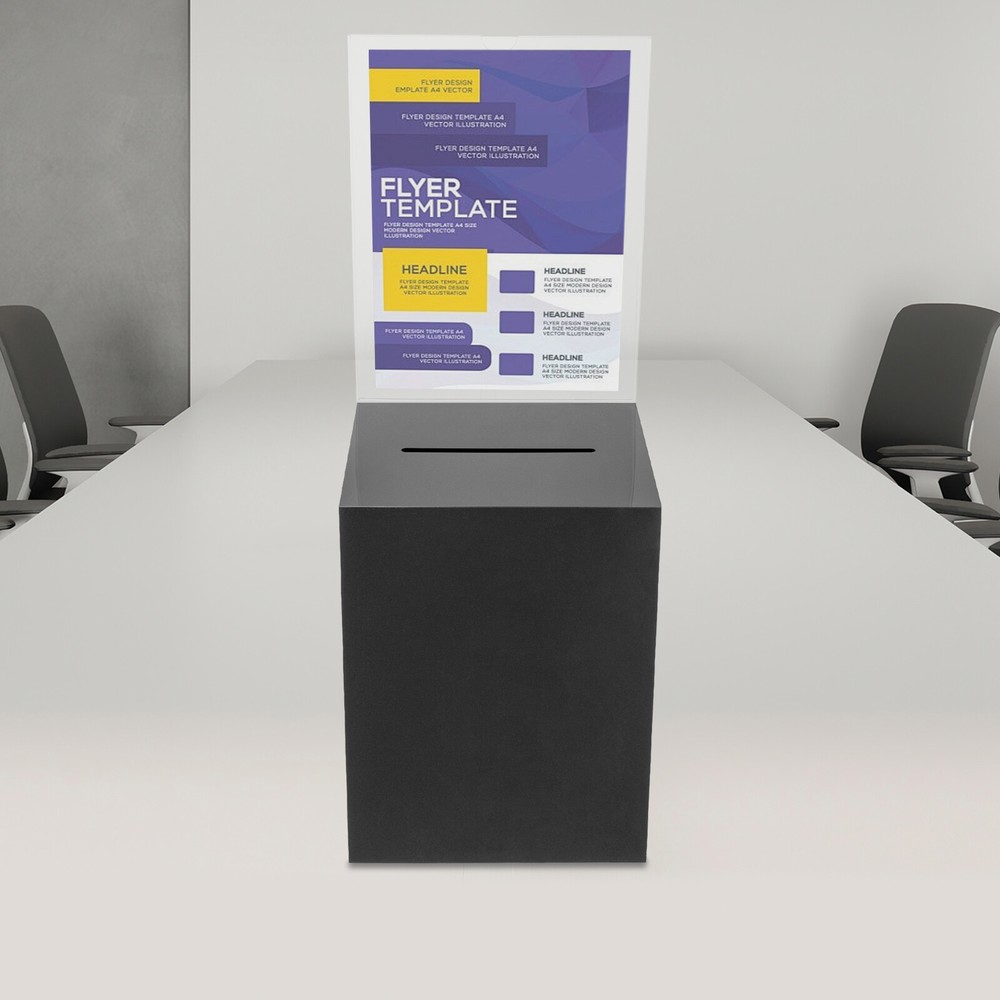Black Donation Box with Lock Ballot Box with Sign Holder Suggestion Box USA