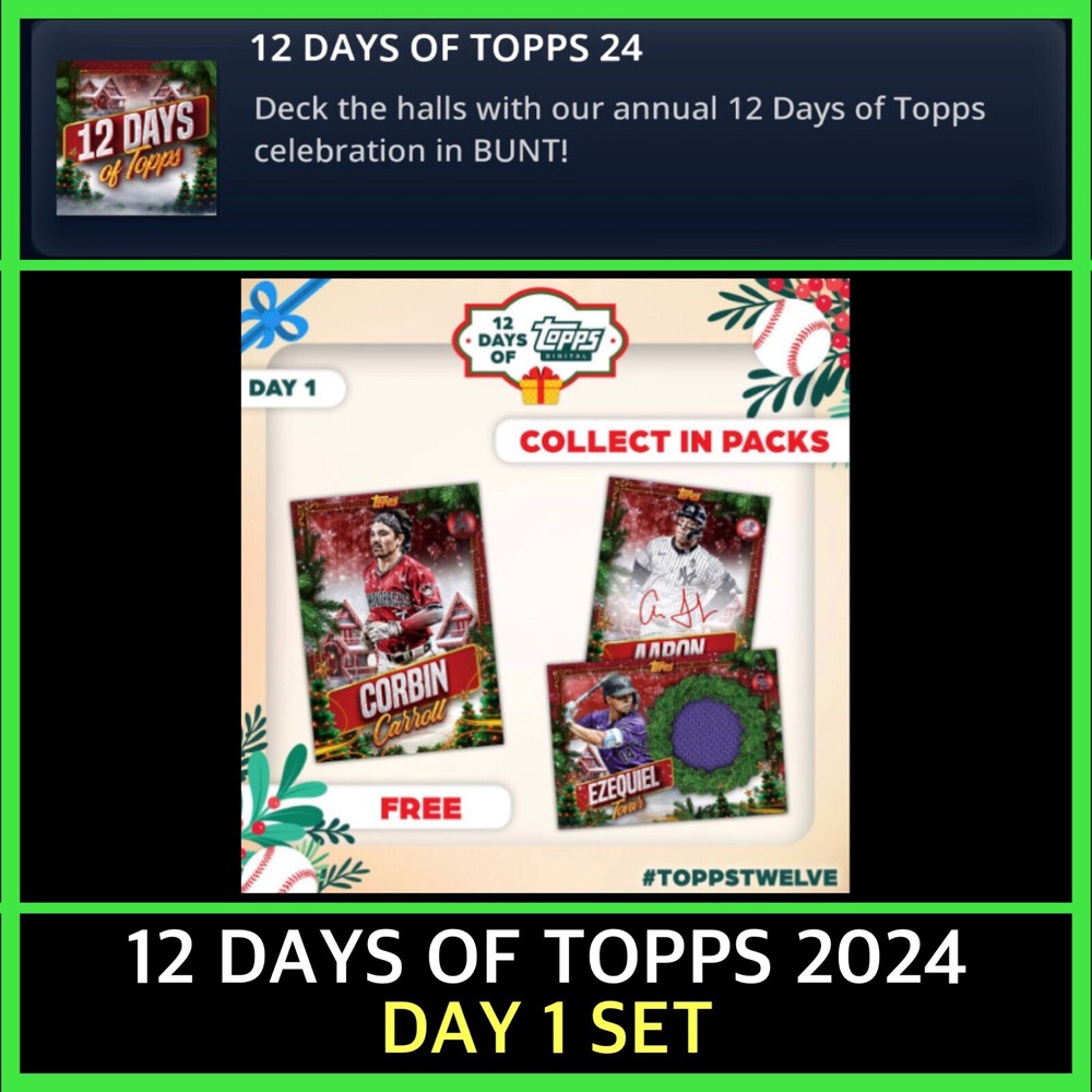 12 DAYS OF TOPPS-DAY 1-SR+UC 3 CARDS-TOPPS BUNT DIGITAL