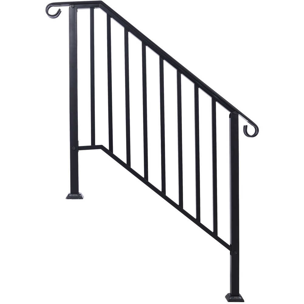 NEW-Handrails for Outdoor Steps,Fit 3 or 4 Steps Outdoor Stair Railing,Pick