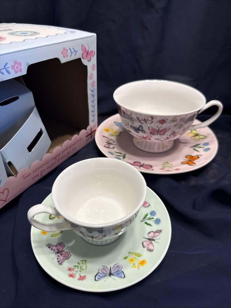Mother Daughter Tea Set Butterfly Design Mini & Mom Size NIB Gift