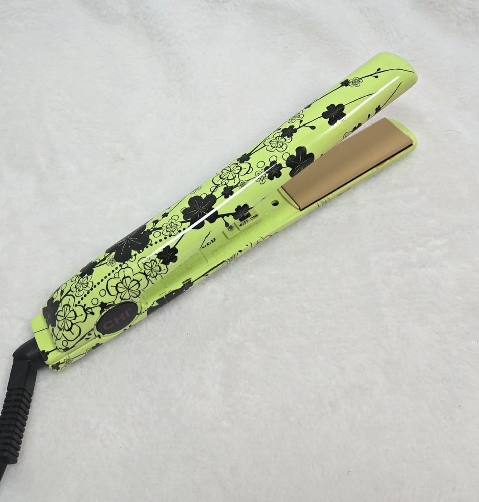 Chi LED Lime Green Floral Hair Straightener Flat Iron Works