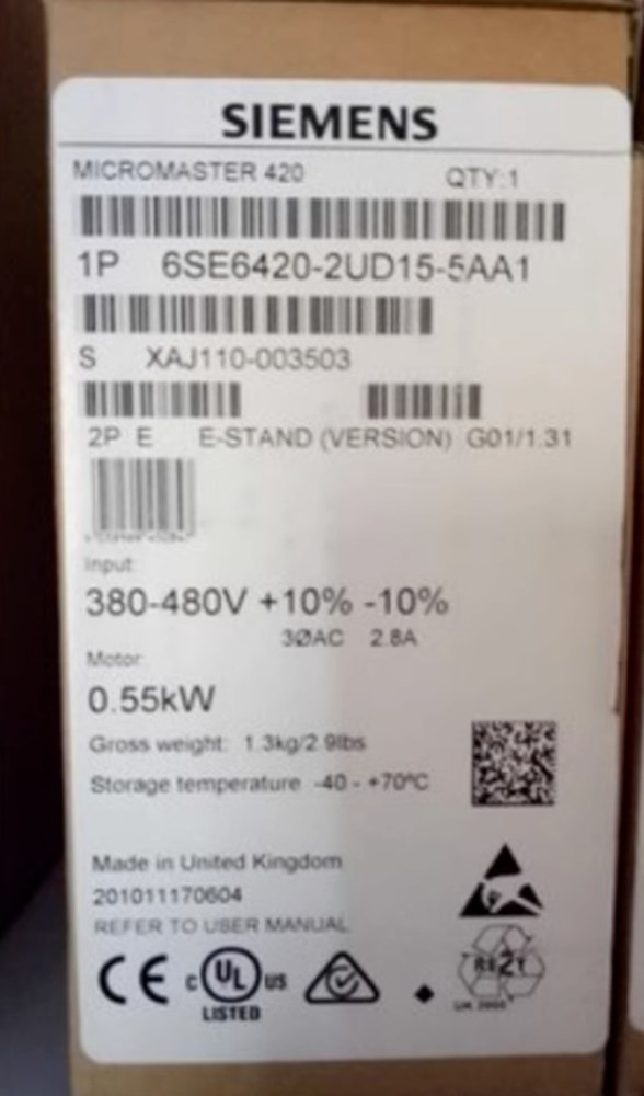 6Se6 420-2Ud15-5Aa1 New Siemens 6Se6420-2Ud15-5Aa1 Micromaster 420 380-480 V