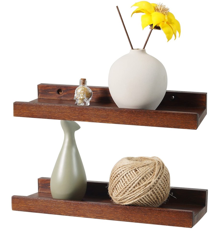 12 Inch Floating Shelves Wall Mounted Set of 2, Rustic Wall Shelves for Decor...