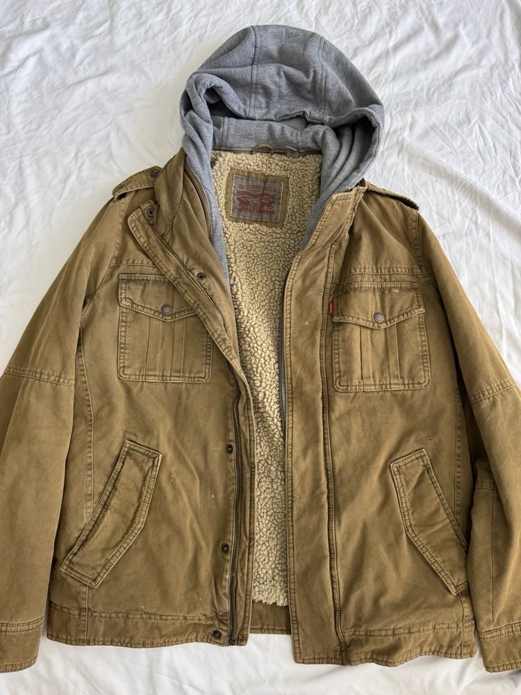Levi's Men's Small Brown Sherpa Lined Jacket With Hood Jacket