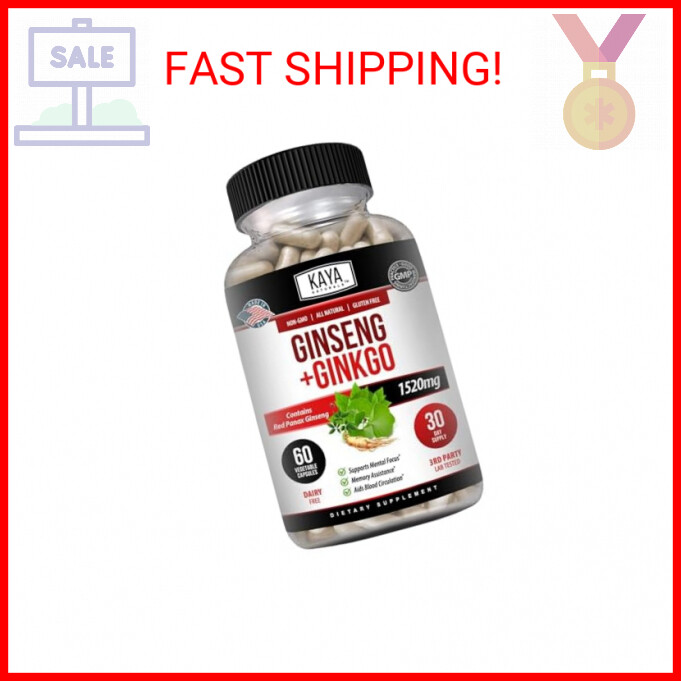 Kaya Naturals Red Panax Ginseng Ginkgo Biloba Nootropic Brain Booster