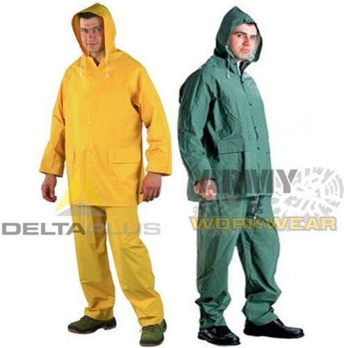 Delta Plus PVC Waterproof Rainsuit for Men & Women with Hooded Jacket & Trousers