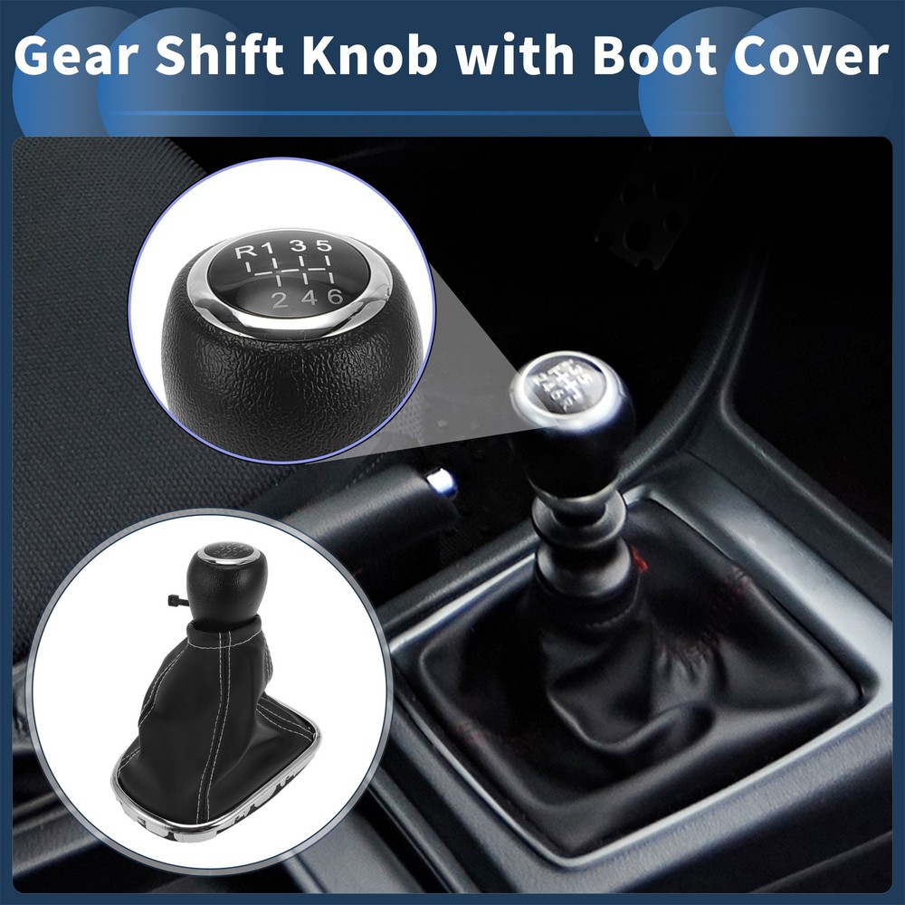 6 Speed Gear Shift Knob with Cover for Chevrolet Cruze 10-15 Faux Leather Black