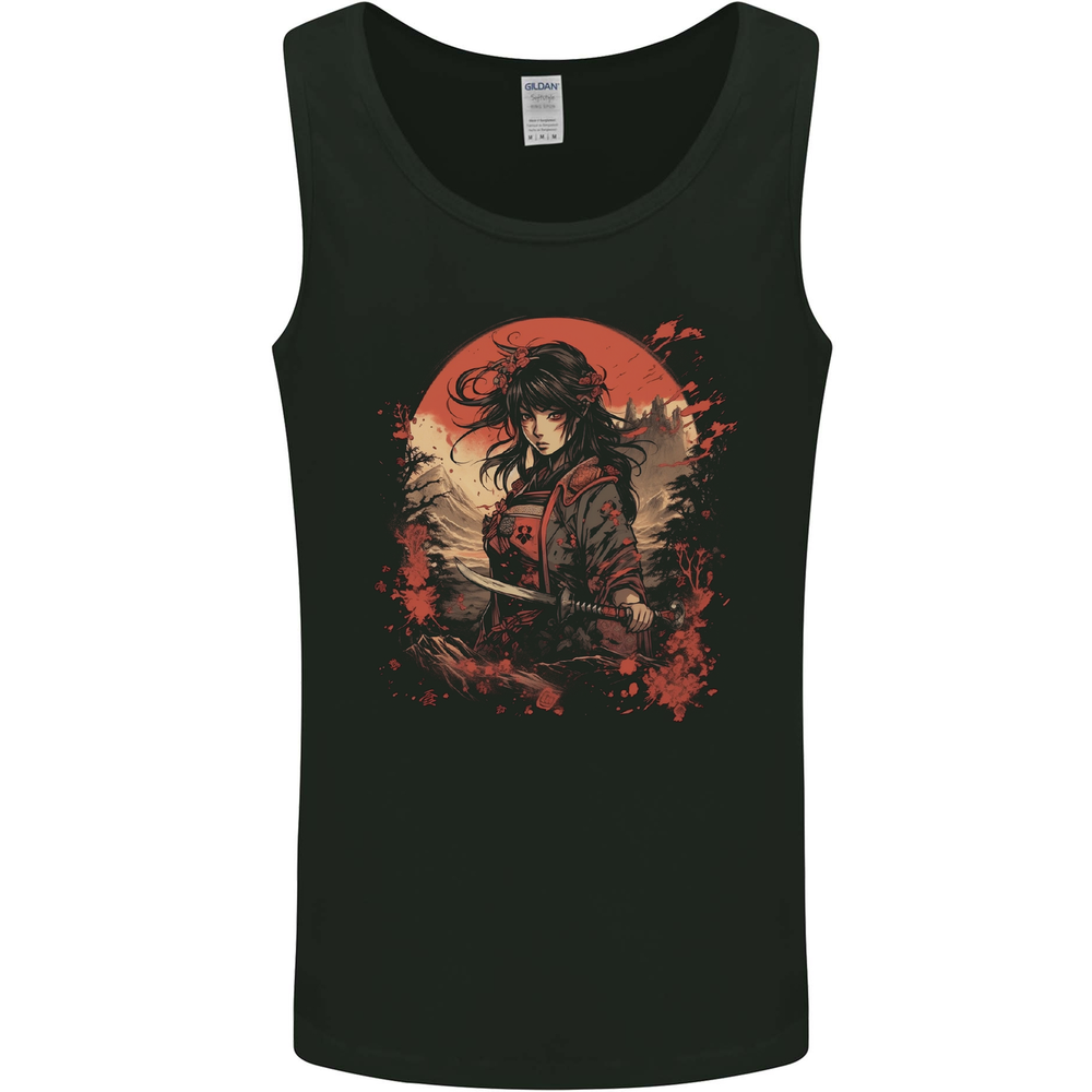 Anime Samurai Girl Fantasy Warrior Mens Vest Tank Top