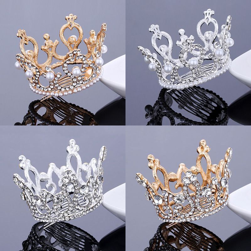 Round Tiara Hair Clips for Women in Silver and Gold - Stylish Hair Accessory Comb - 1 Piece