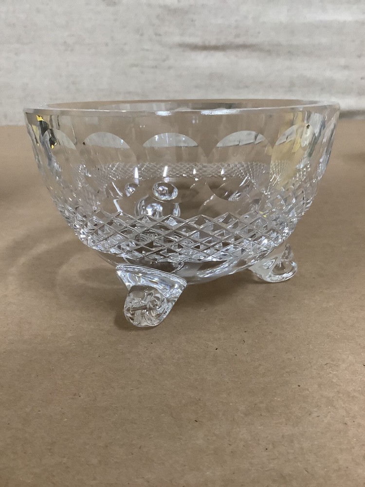 Vintage Kilkenny Crystal Hand cut Small Footed Bowl Candy Olive Dish Ireland