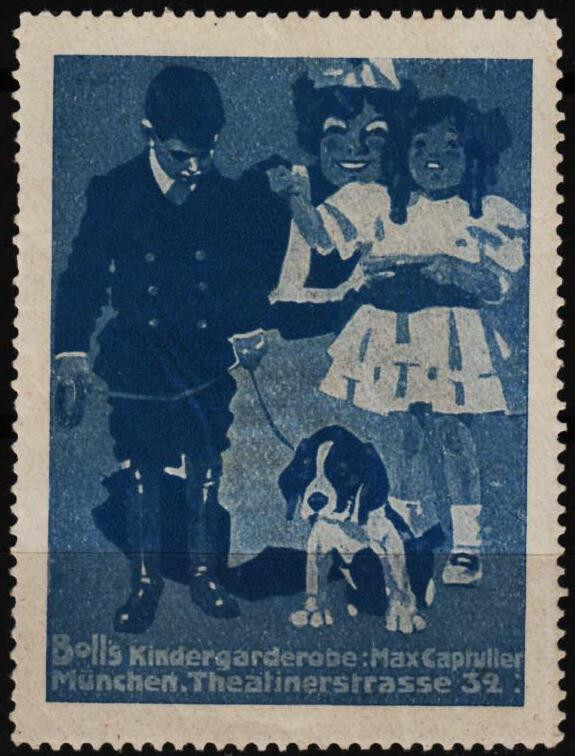 vintage poster stamp Boll's Children's Clothing in Munich, Ludwig Hohlwein /0223