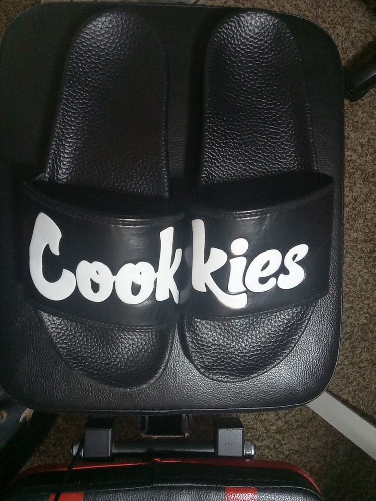 Cookies Slides Men's 10.5 Black Leather Slip On Comfort Sandals Casual Shoes