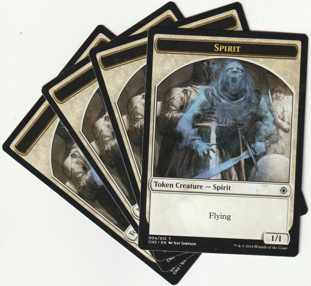 4 MTG Spirit White Creature Token Playset CN2/EN NM/EX Condition