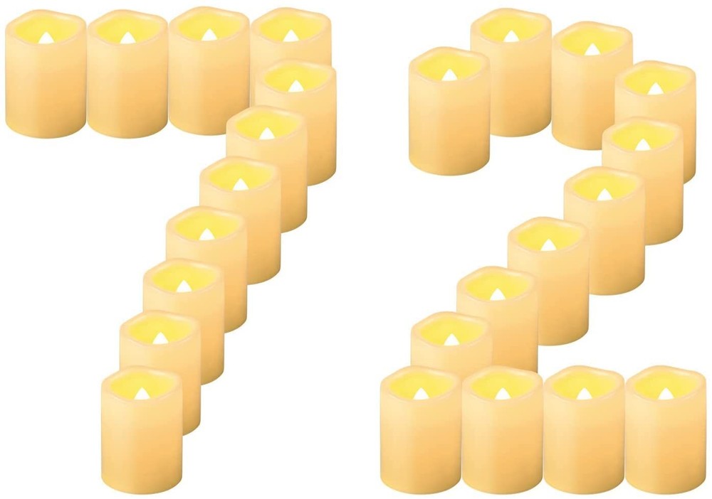 72-Pack Flameless LED Votive Candles - 1.5x2 Inch Battery-Operated Flickering Lights for Safe Ambiance