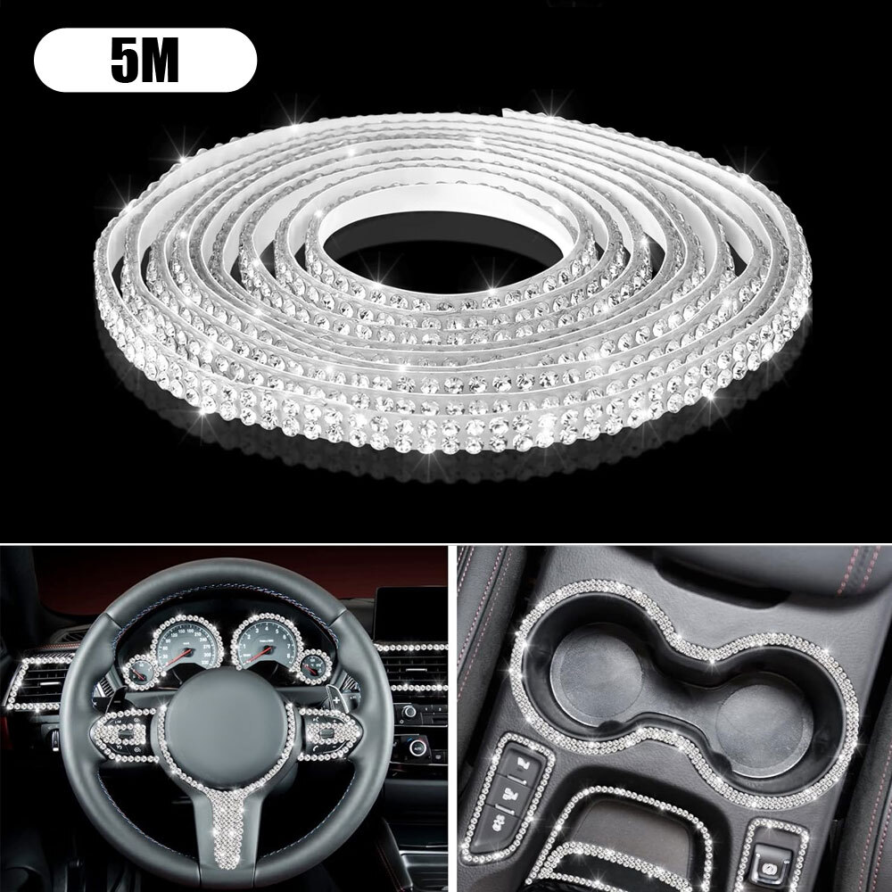 5M Rhinestone Sticker Car Interior Decor Line Strip Moulding Trim Accessories