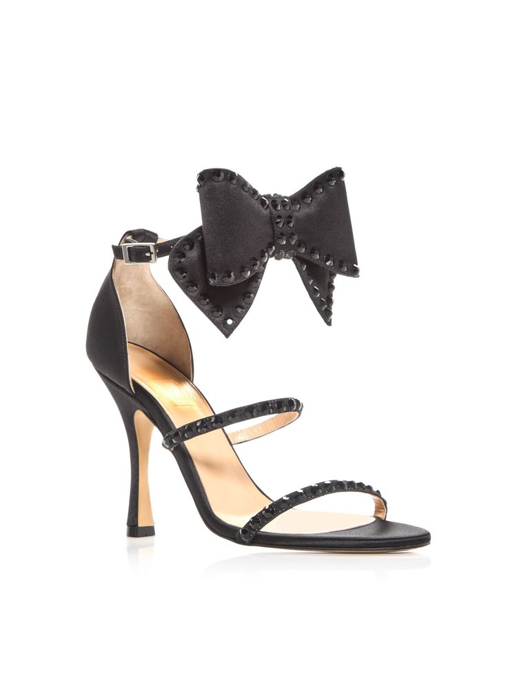 NALEBE Womens Black Malika Dimante Open Toe Stiletto Heeled Sandal 38