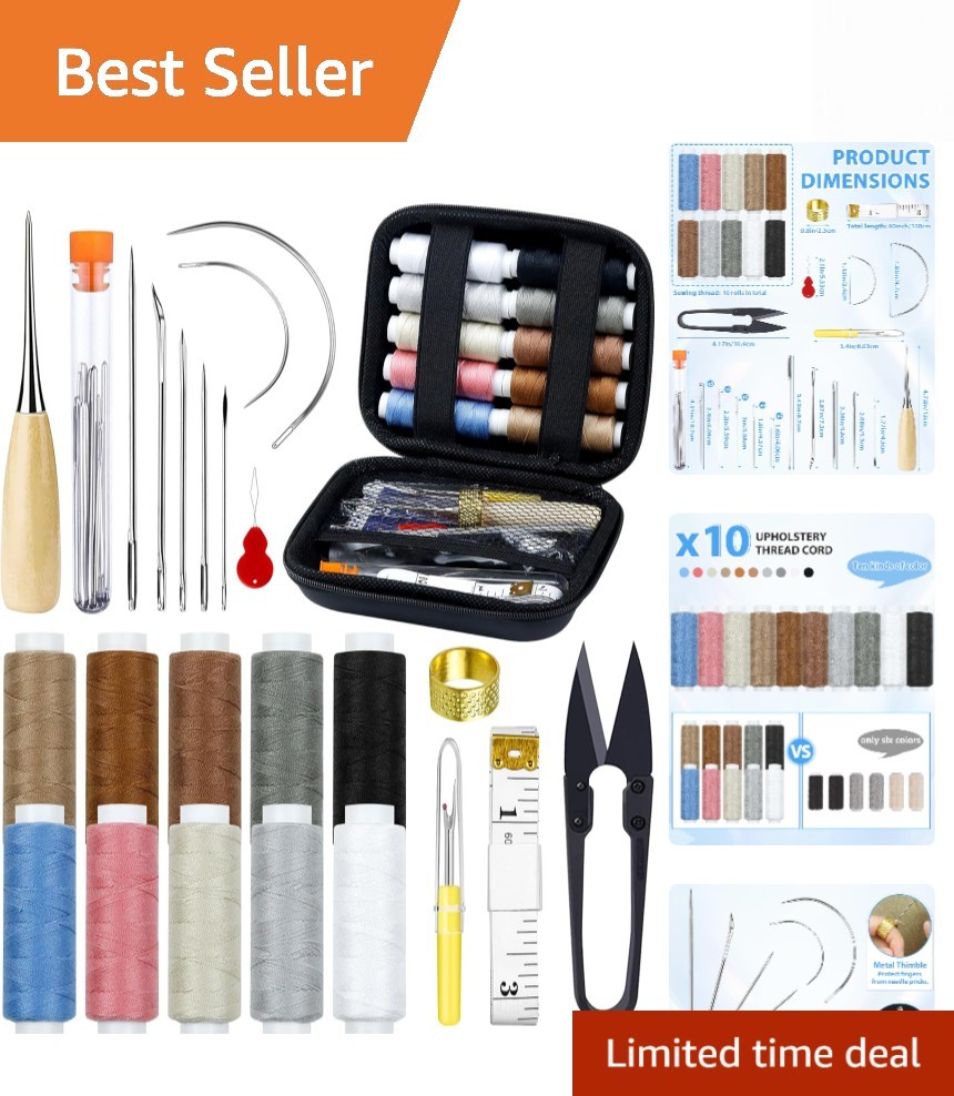 47-Piece Heavy Duty Sewing Kit for Upholstery, Repairs & Crafting Projects