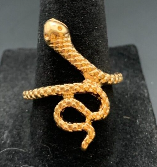 Vintage Antique Gold Tone Snake Ring - Size 9