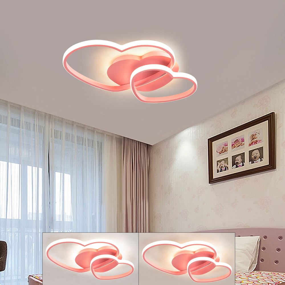 Modern LED Heart Chandelier with Remote, Acrylic & Metal Design