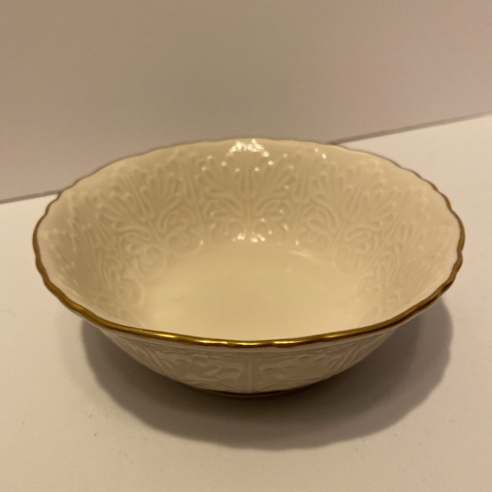 Vintage Lenox Ivory Raised Leaf Detail, 24 k gold rim