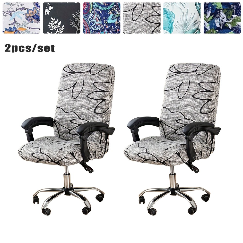 Stretchy 2-Piece Swivel Chair Cover for Desk Protection - Durable Household Essentials  