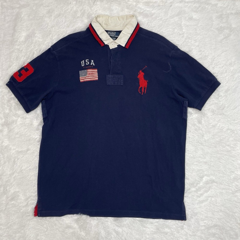 Polo Ralph Lauren Big Pony USA Polo Shirt Men’s Size XL Vintage Y2K Short Sleeve