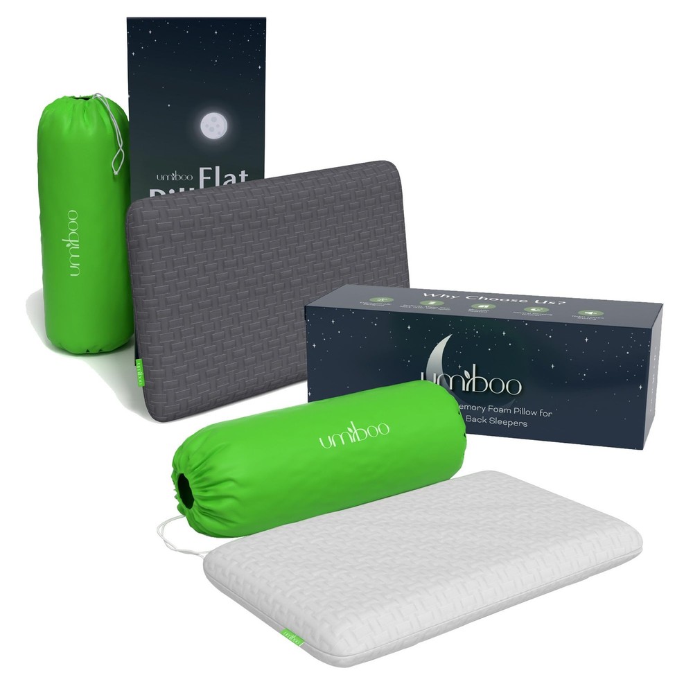 Focus Thin 2.5-Inch Memory Foam Pillow for Stomach & Back Sleepers – Cooling Support