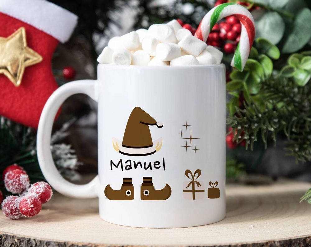 Custom Kids Name Christmas Elf Mug for Coffee & Tea