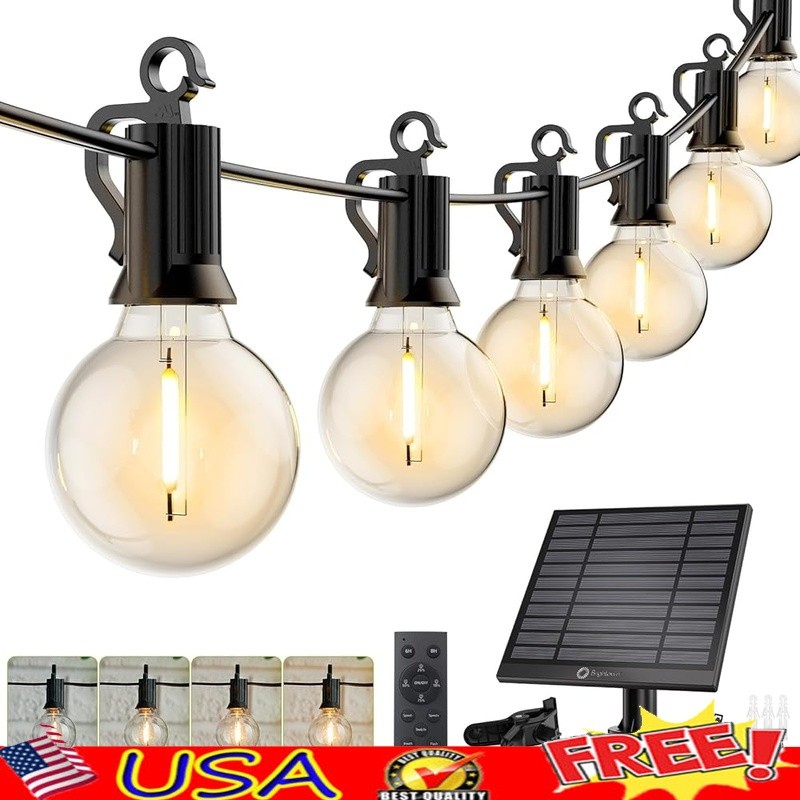 Solar String Lights Outdoor Dimmable Remote Control Waterproof Timer 58ft LED US