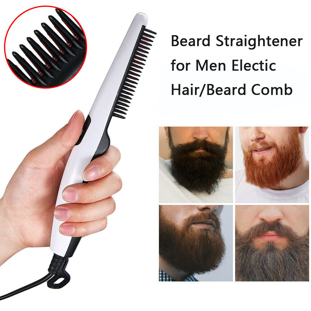 Beard Straightener Comb Brush Styler For Mens Pro Hair Electric Mustache Care